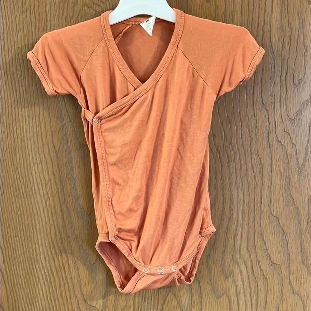 Kate Quinn‎ Short Sleeve Bamboo Kimono Bodysuit Auburn Orange 12-18M